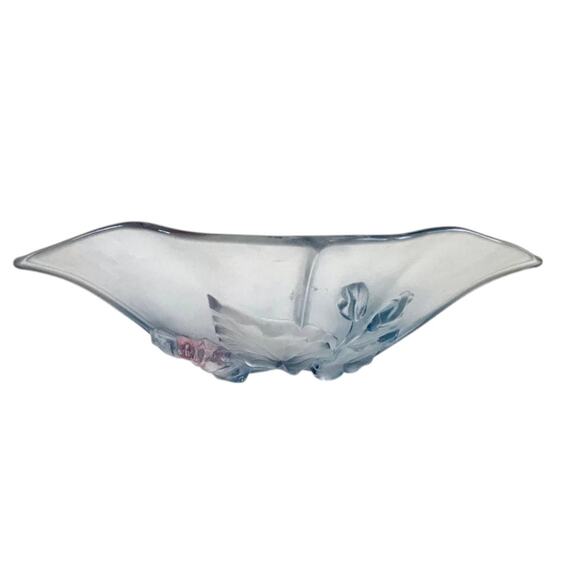 1980s Mikasa Crystal Floral Pastel Pink Purple Calypso Serving Bowl Centerpiece - Picture 5 of 5